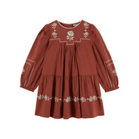 Emile et Ida Mahogany Embroidered Dress