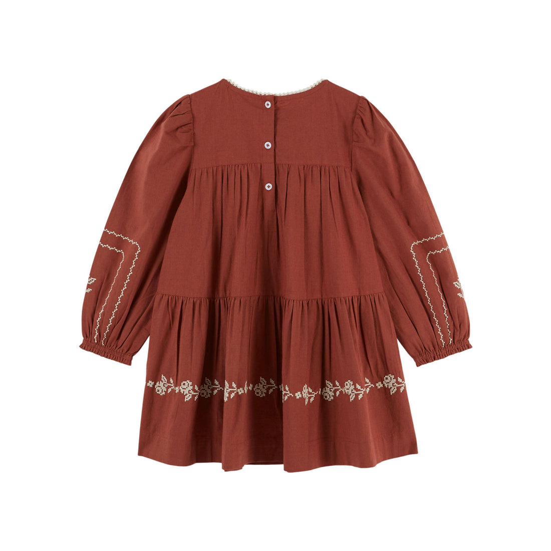 Emile et Ida Mahogany Embroidered Dress