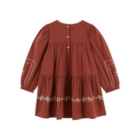 Emile et Ida Mahogany Embroidered Dress