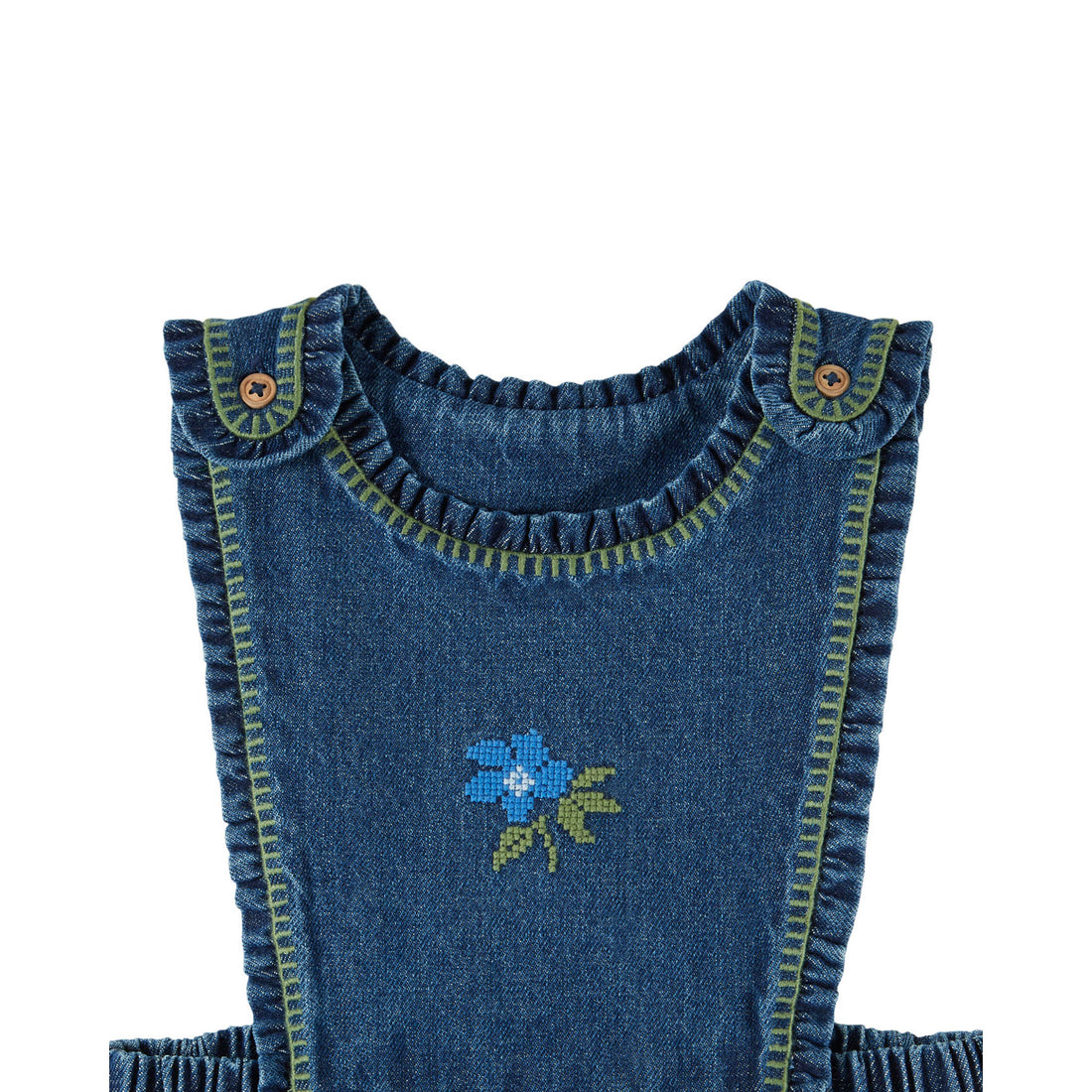 Emile et Ida Denim Embroidered Apron Dress