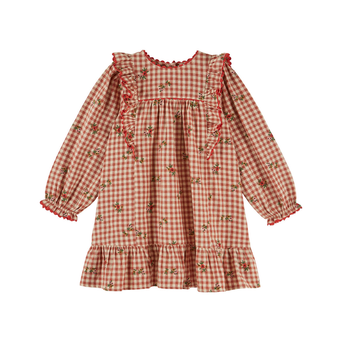 Emile et Ida Vichy Embroidery Frill Dress