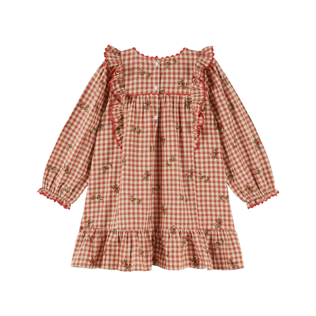 Emile et Ida Vichy Embroidery Frill Dress