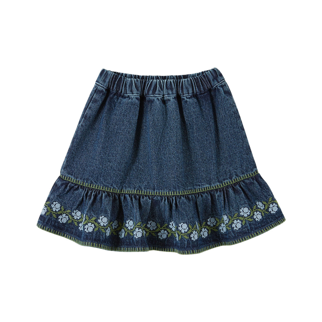 Emile et Ida Denim Embroidered Skirt