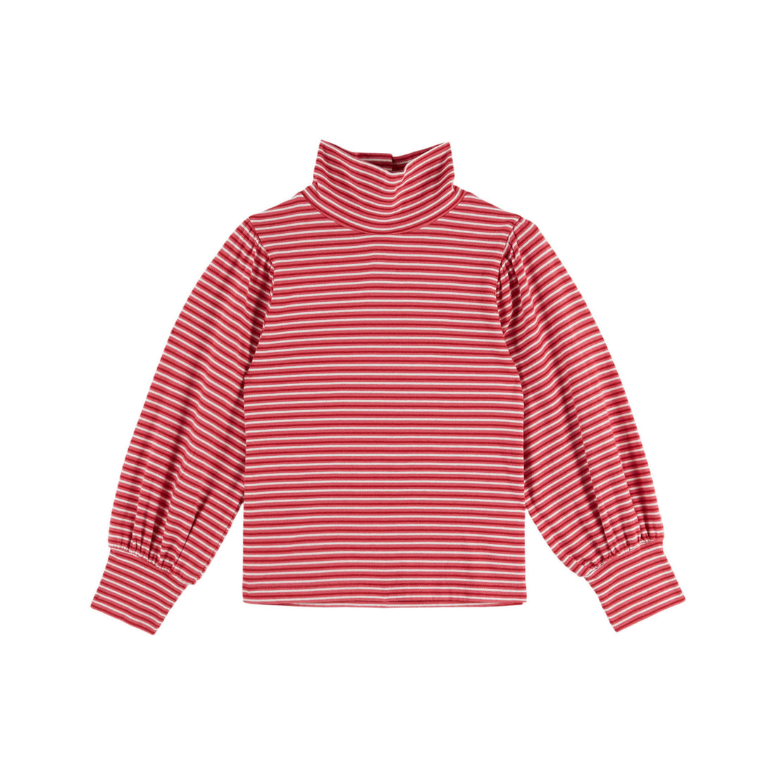 Emile et Ida Red/ Pink Striped Mock Neck Tee