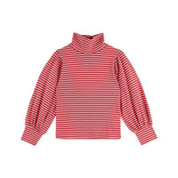 Emile et Ida Red/ Pink Striped Mock Neck Tee