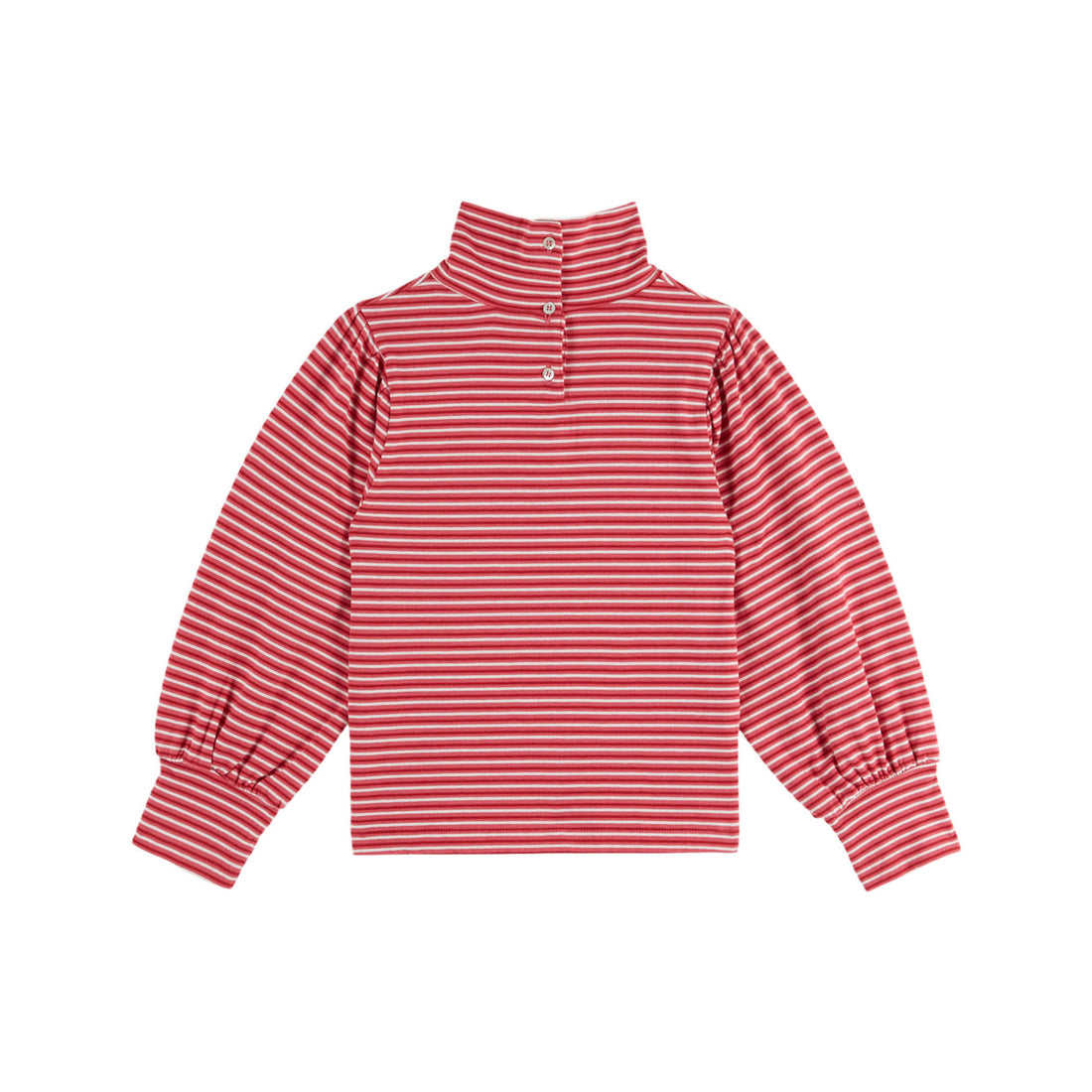 Emile et Ida Red/ Pink Striped Mock Neck Tee