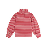 Emile et Ida Red/ Pink Striped Mock Neck Tee