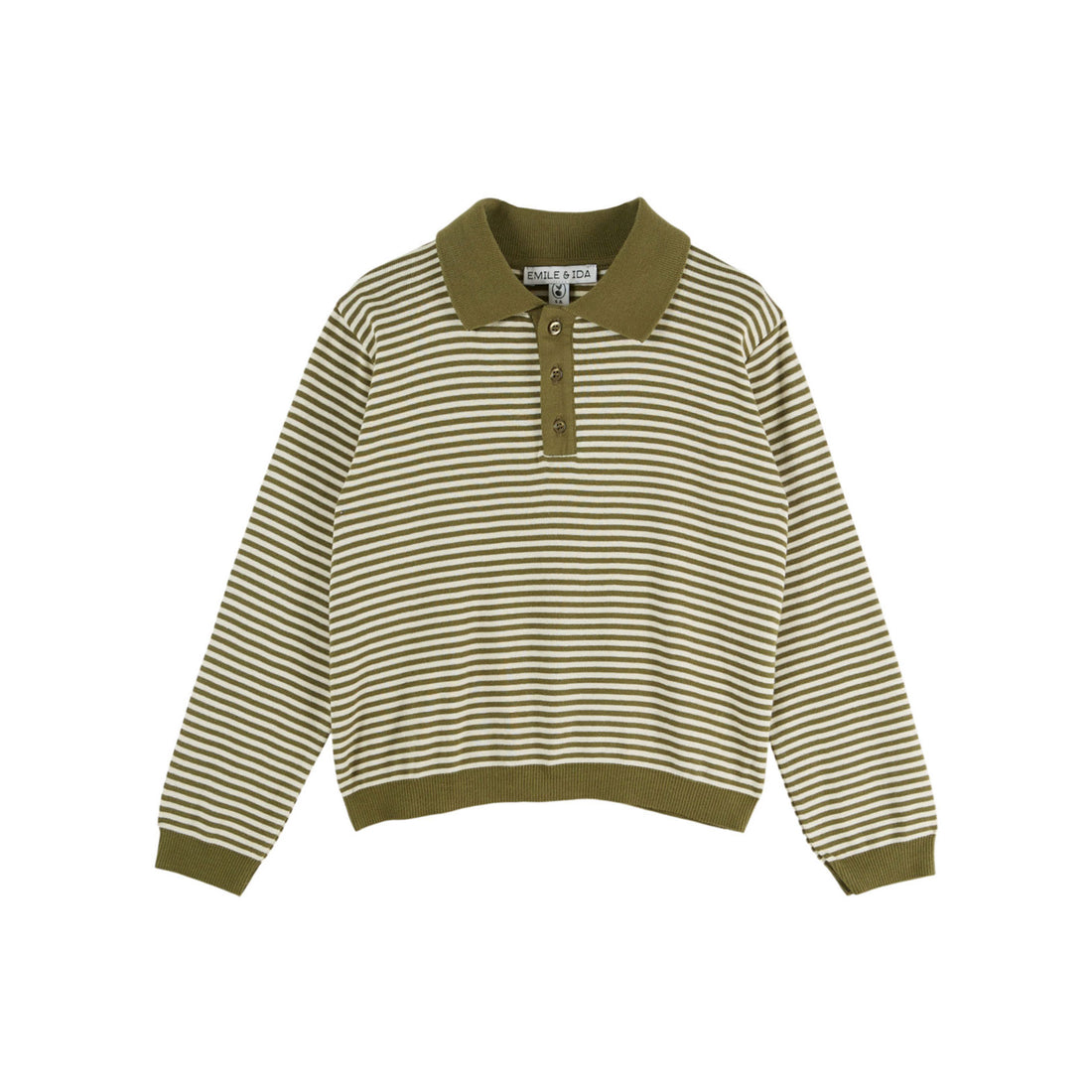 Emile et Ida Pistachio Stripe Polo Sweatshirt