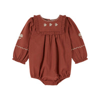 Emile et Ida Mahogany Embroidered Romper