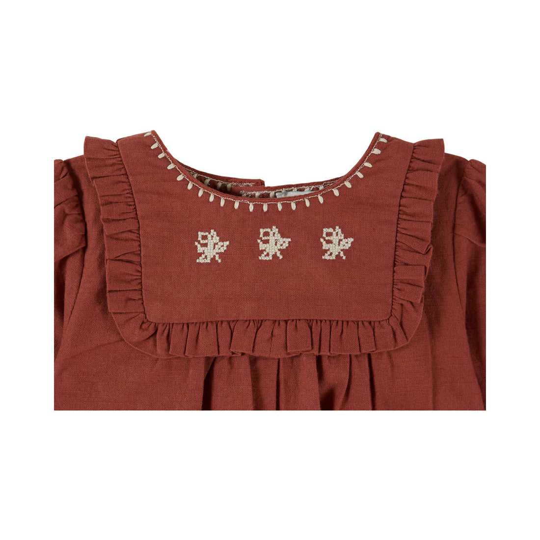 Emile et Ida Mahogany Embroidered Romper