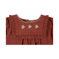 Emile et Ida Mahogany Embroidered Romper