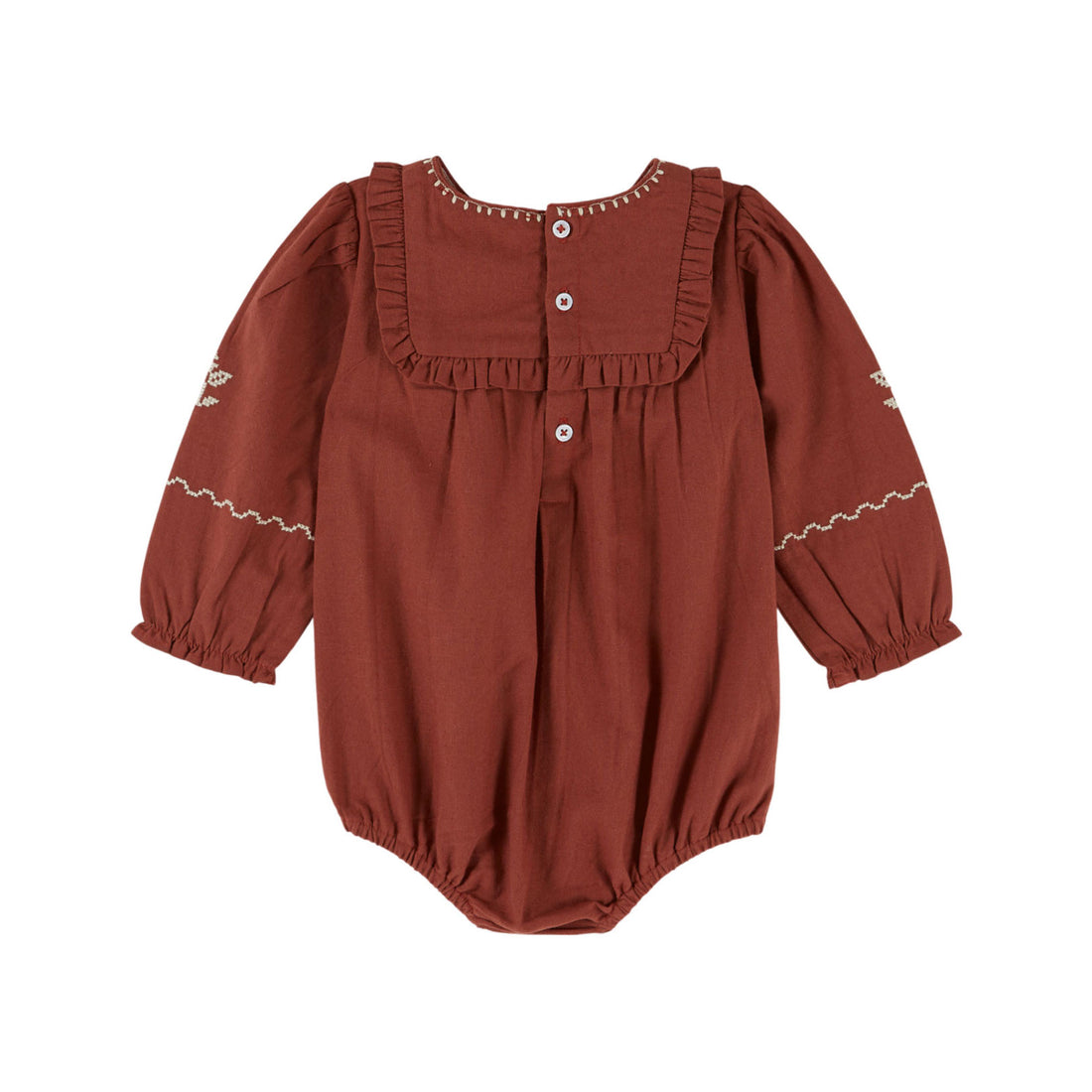 Emile et Ida Mahogany Embroidered Romper