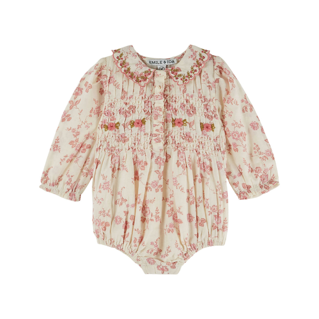 Emile et Ida Rosalie Embroidered Smock Romper