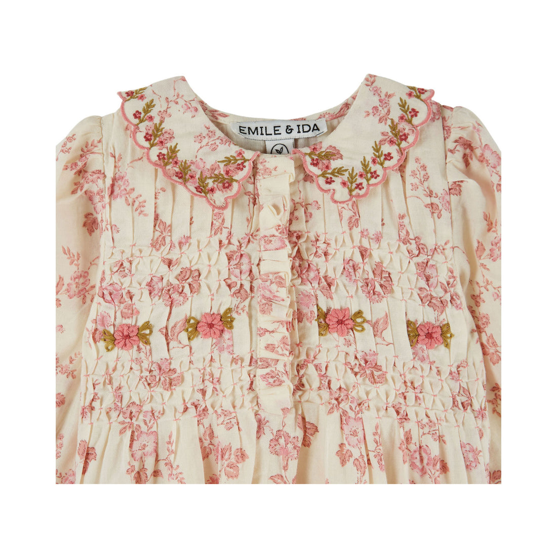 Emile et Ida Rosalie Embroidered Smock Romper