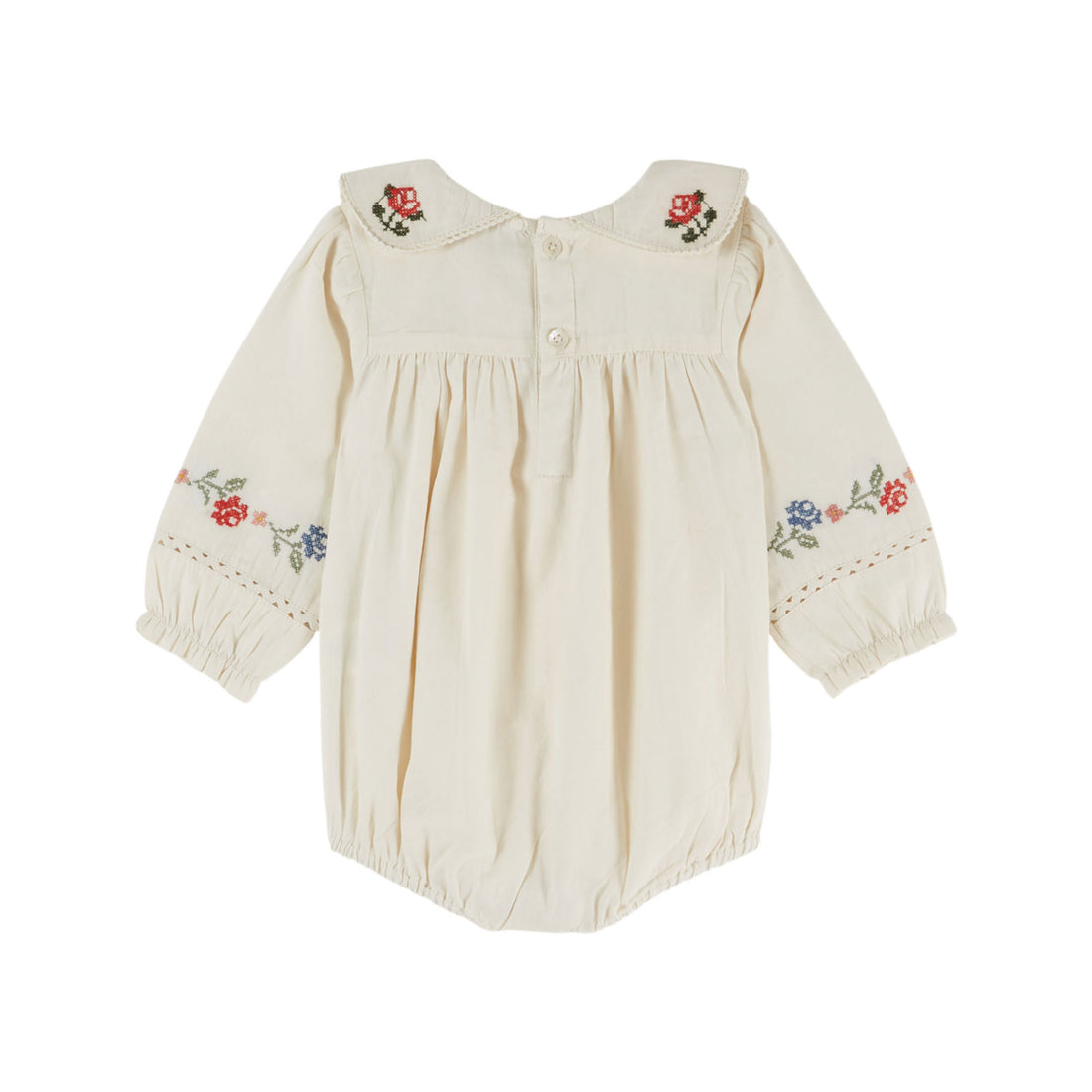 Emile et Ida Ecru Cross Stitch Romper