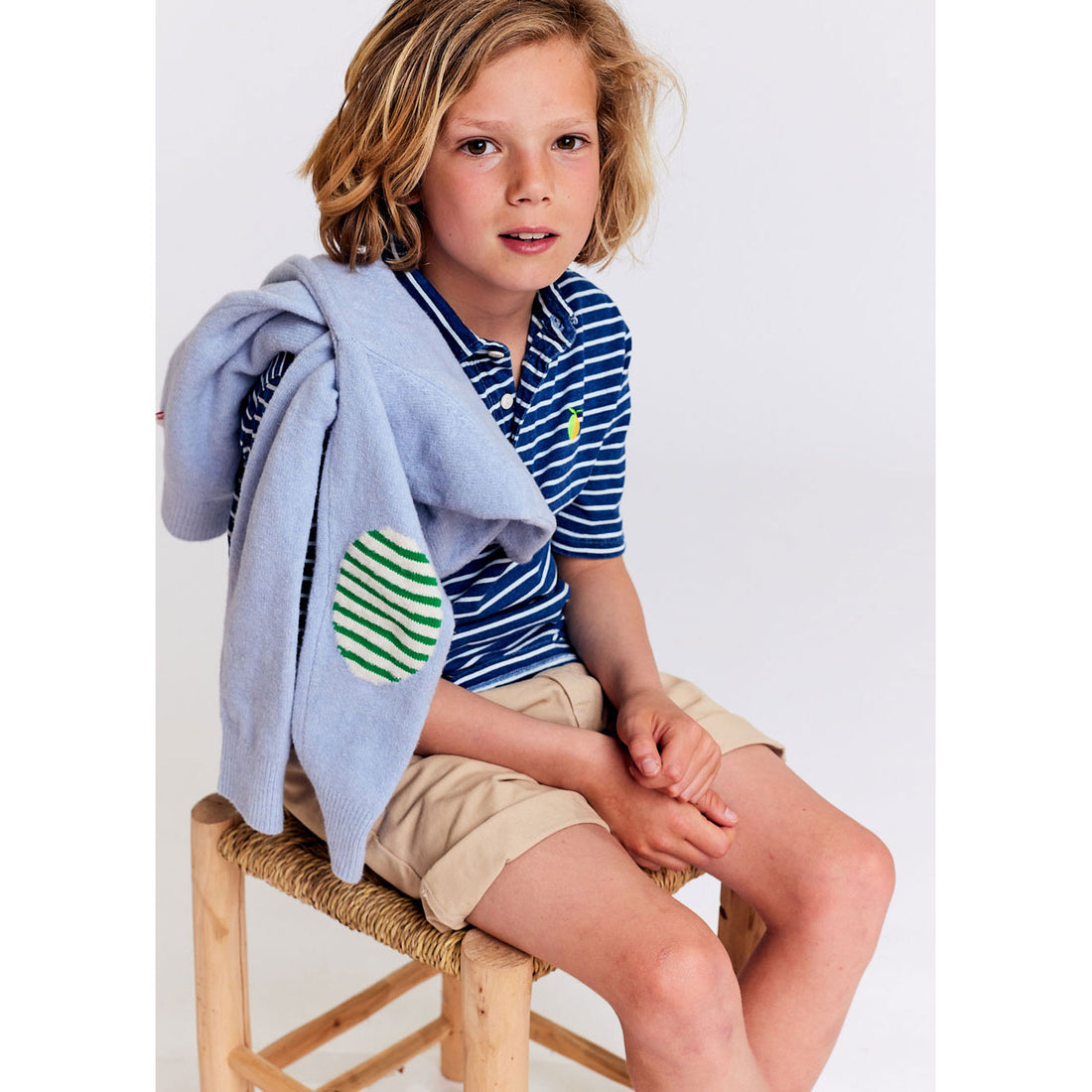 AO76 Indigo Striped Boss Polo