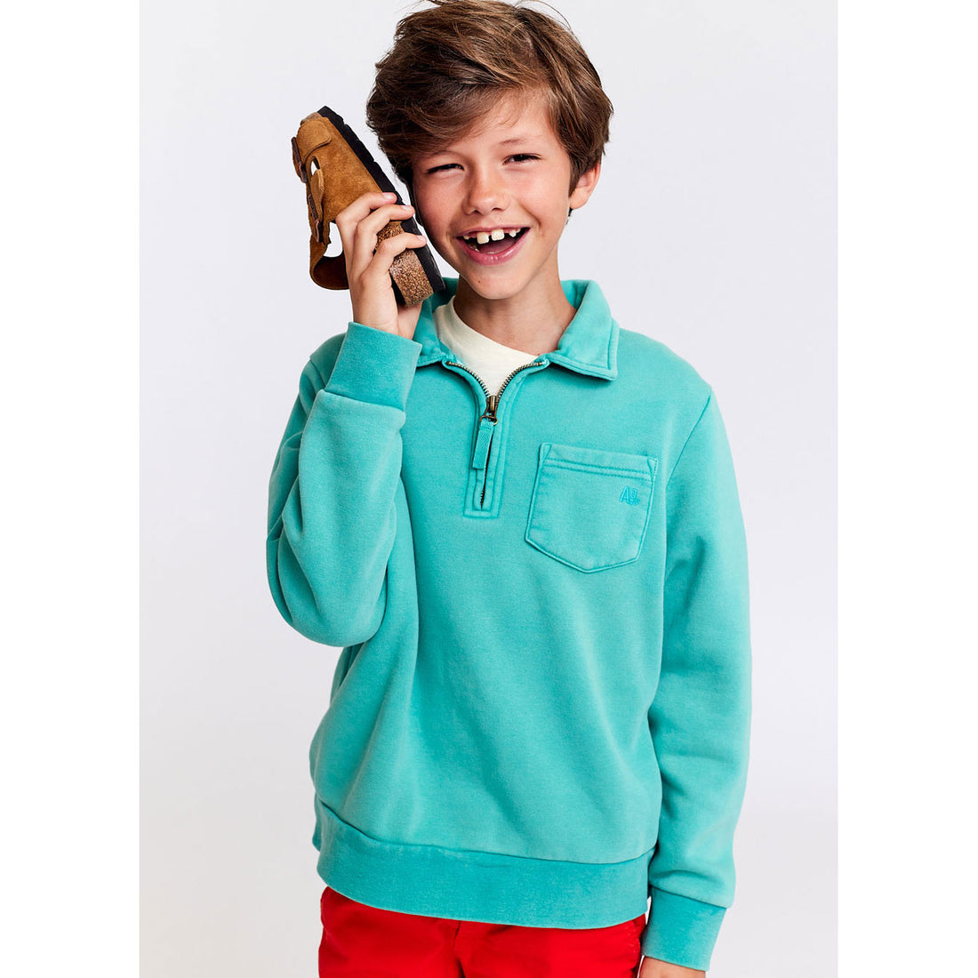 AO76 Turqoise Jack Polo Sweatshirt