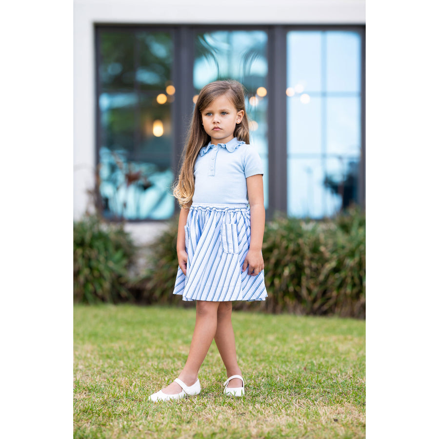 Coco Blanc Pale Blue Ruffle Collar Sweater