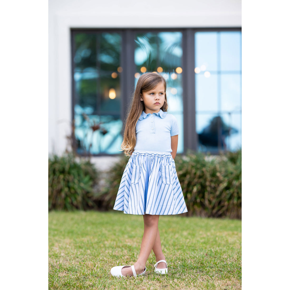 Coco Blanc Blue Linear Pocket Skirt