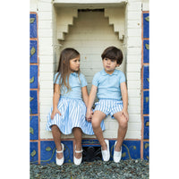 Coco Blanc Pale Blue Striped Shorts