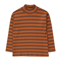 Tiny Cottons Brown/Dark Brown Stripes Mockneck Tee