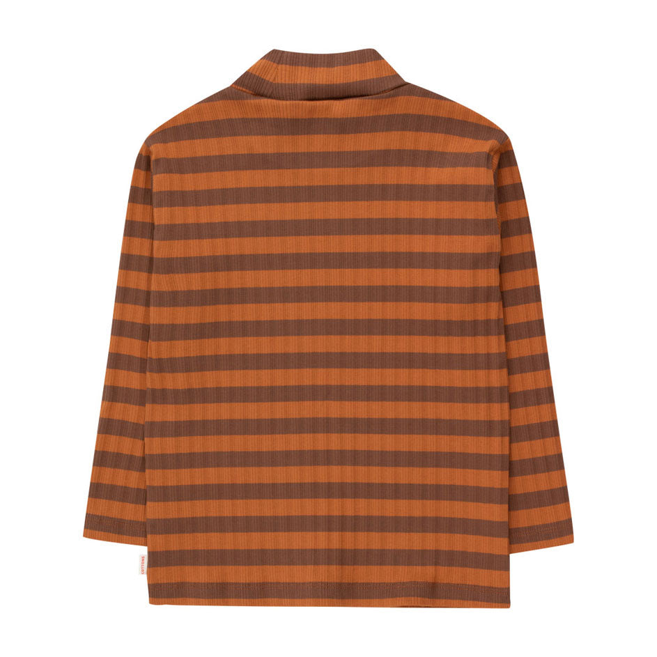 Tiny Cottons Brown/Dark Brown Stripes Mockneck Tee