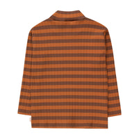 Tiny Cottons Brown/Dark Brown Stripes Mockneck Tee