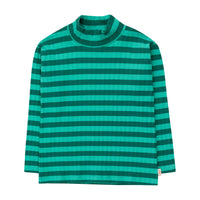 Tiny Cottons Emerald/Dark Green Stripes Mockneck Tee