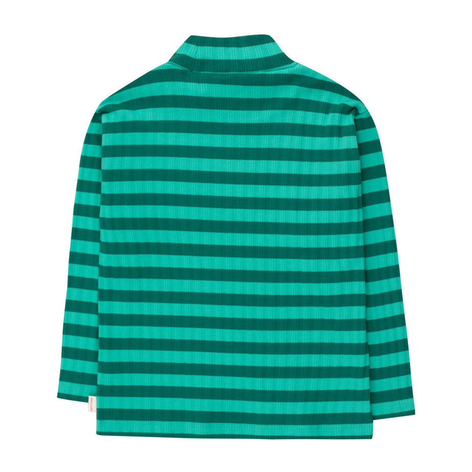 Tiny Cottons Emerald/Dark Green Stripes Mockneck Tee