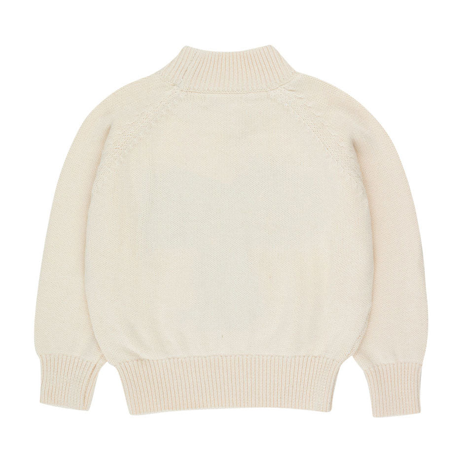 Tiny Cottons Light Cream Melange Bow Mockneck Sweater