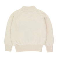 Tiny Cottons Light Cream Melange Bow Mockneck Sweater