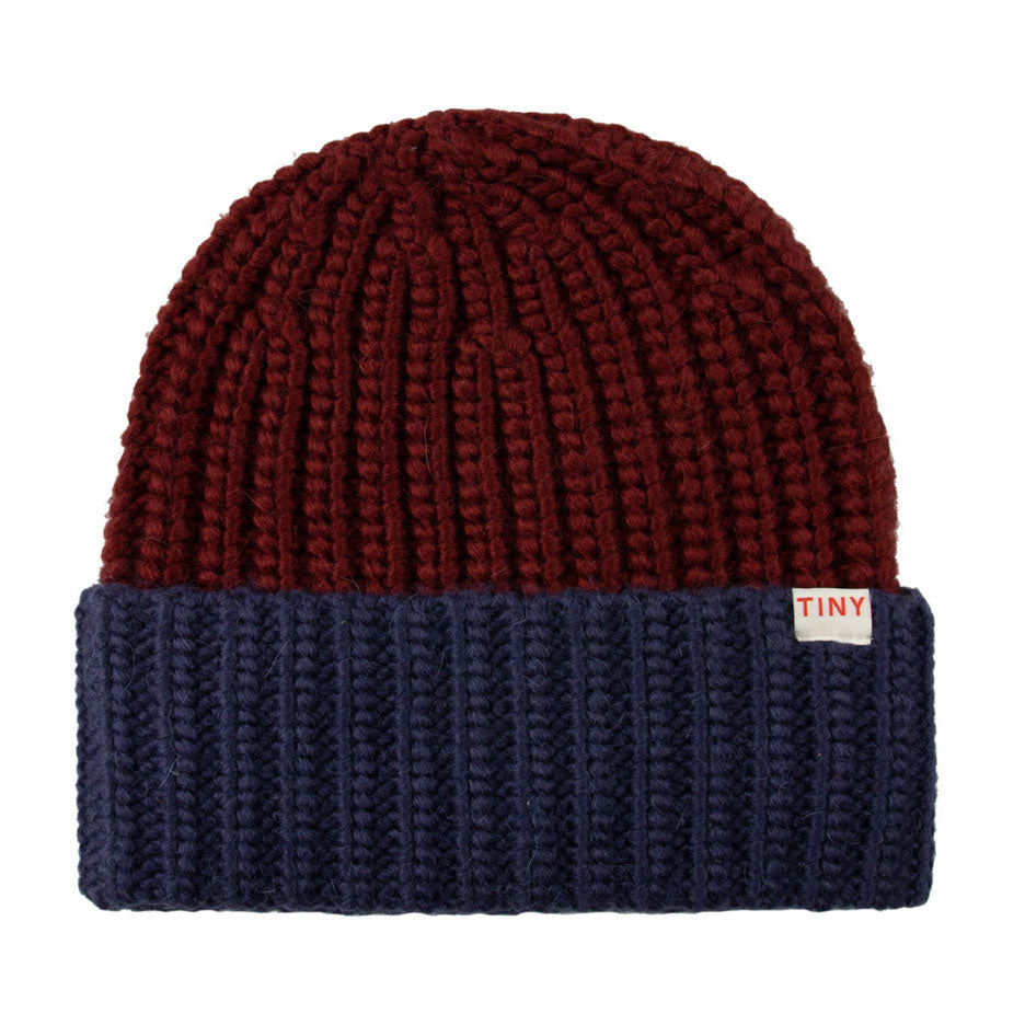 Tiny Cottons Maroon/Navy Color Block Beanie