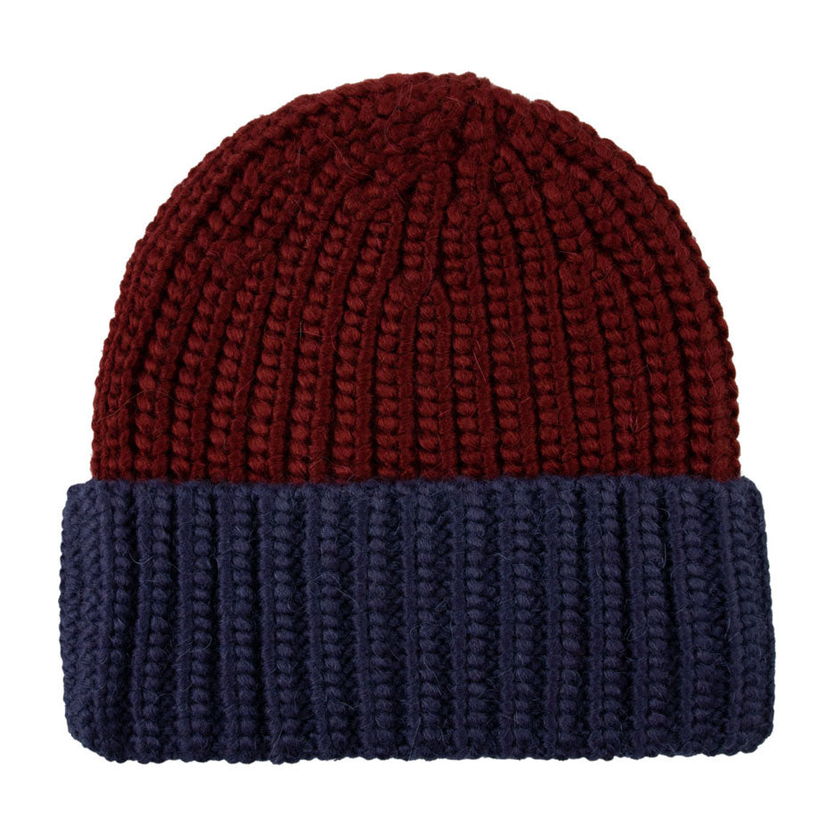 Tiny Cottons Maroon/Navy Color Block Beanie