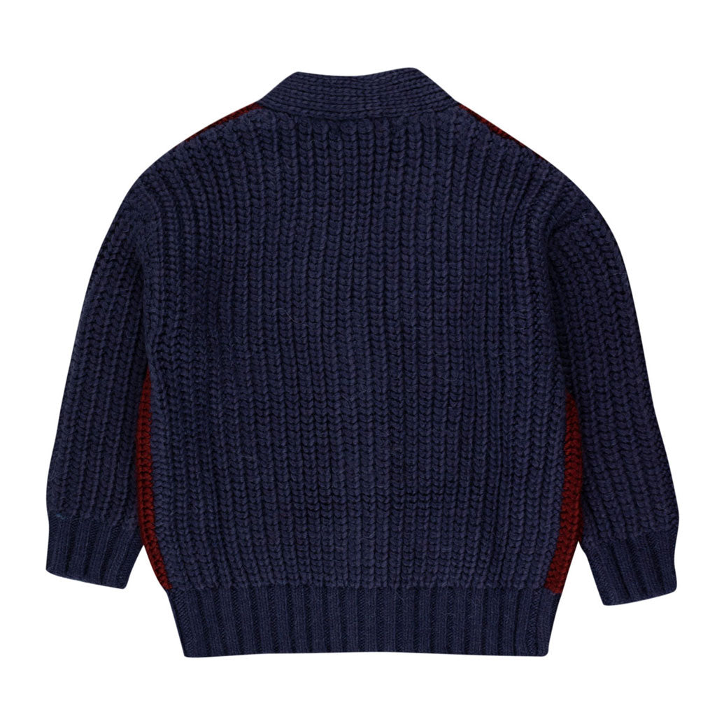 Tiny Cottons Maroon/Navy Color Block Cardigan