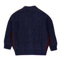 Tiny Cottons Maroon/Navy Color Block Cardigan