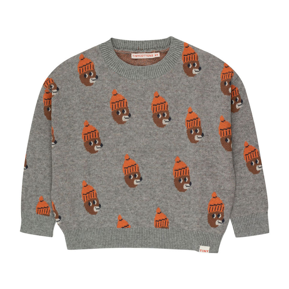 Tiny Cottons Medium Grey Melange Bears Sweater