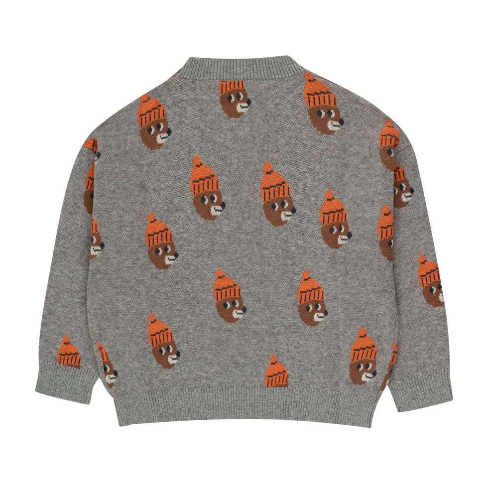 Tiny Cottons Medium Grey Melange Bears Sweater