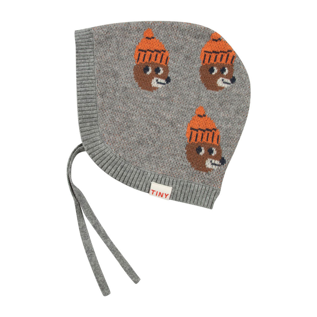 Tiny Cottons Medium Grey Melange Bears Baby Bonnet