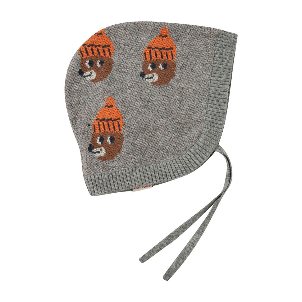 Tiny Cottons Medium Grey Melange Bears Baby Bonnet