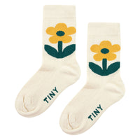Tiny Cottons Light Cream Flower Medium Socks
