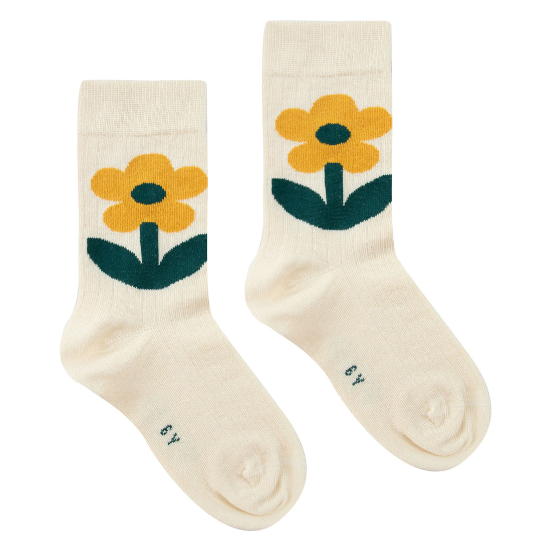 Tiny Cottons Light Cream Flower Medium Socks
