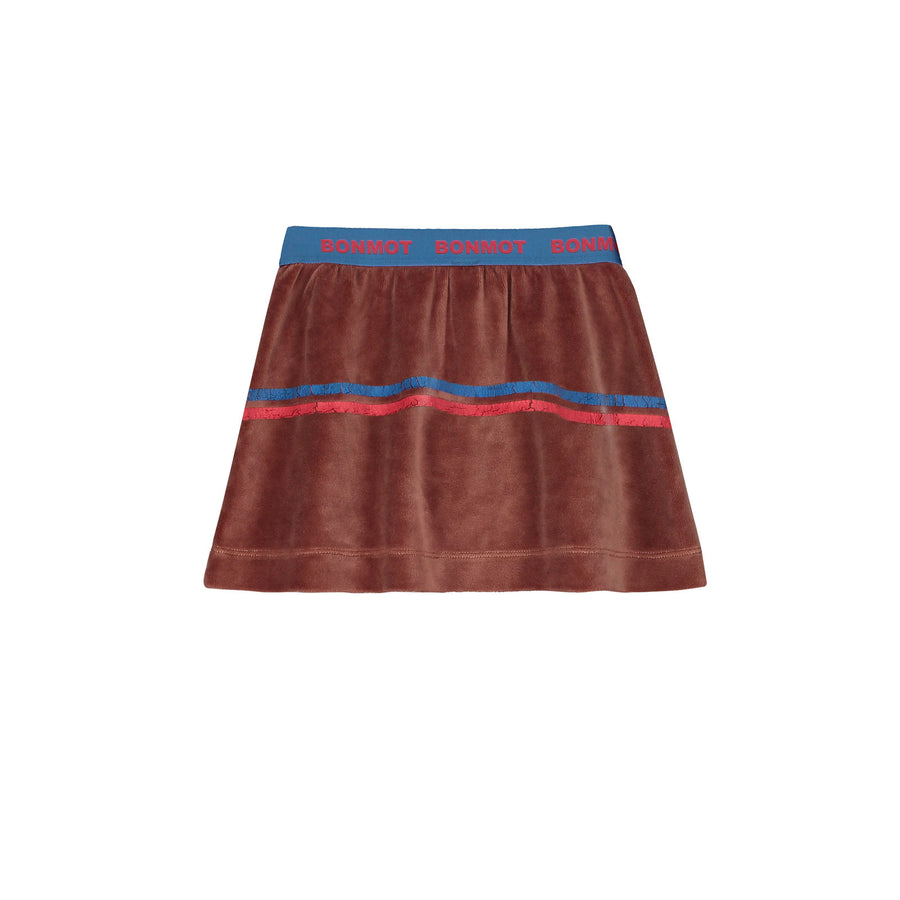 Bonmot Wood Velvet Two Stripe Skirt