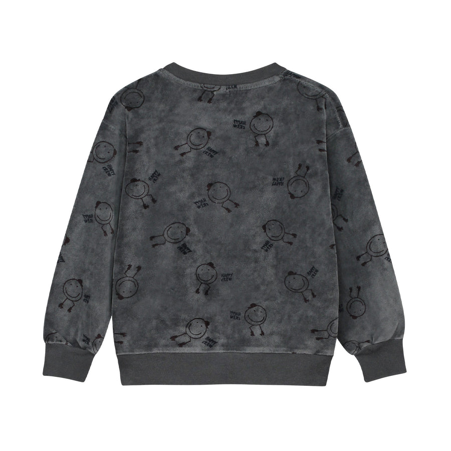Bonmot Good Night Velvet Happy Crew Sweatshirt