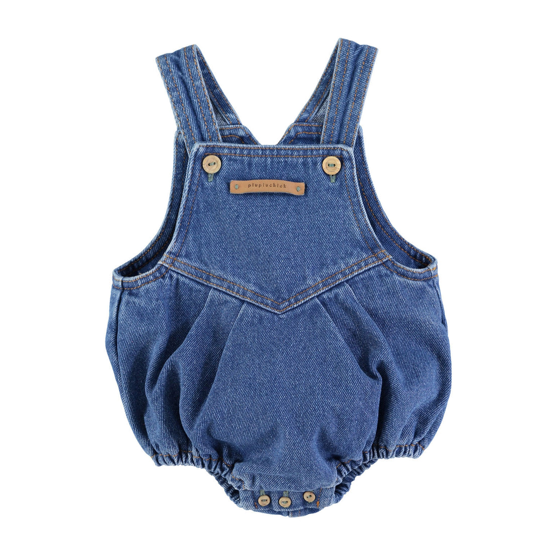 Piupiuchick Washed Navy Denim Romper