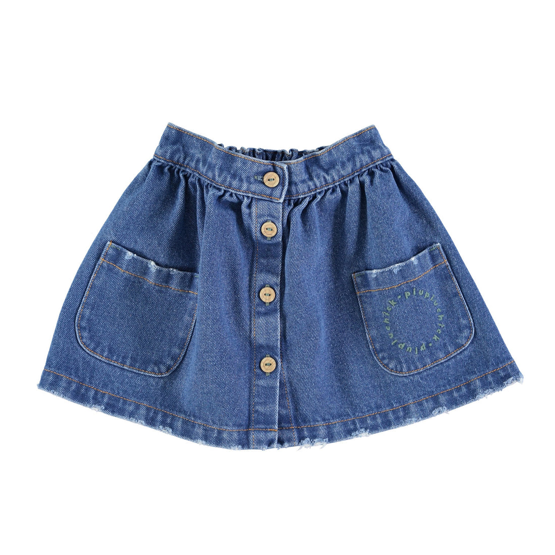 Piupiuchick Washed Navy Denim Short  Skirt