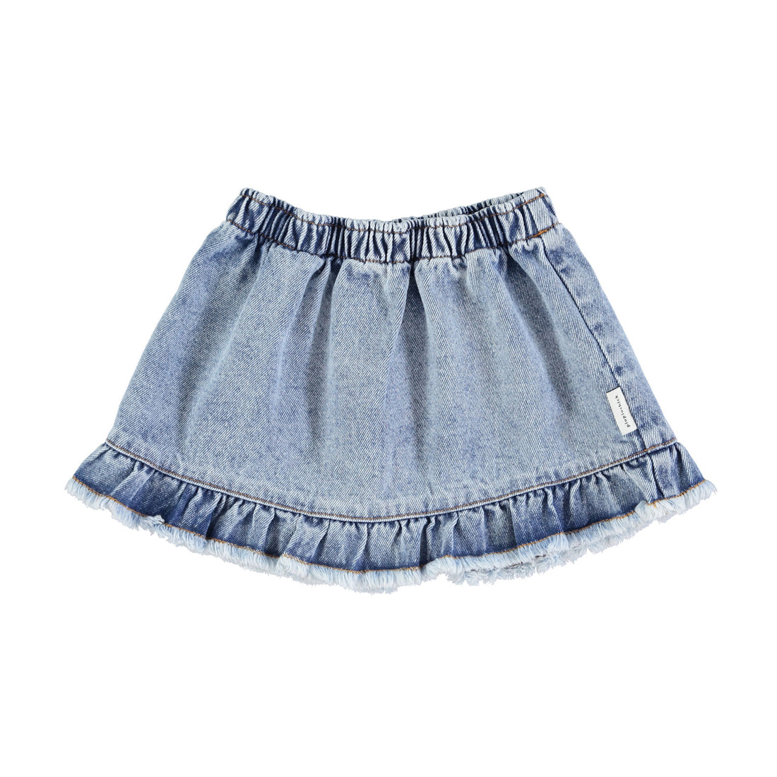 Piupiuchick Washed Denim Short Ruffles Skirt