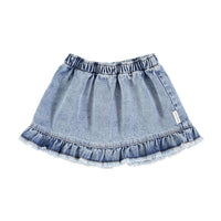Piupiuchick Washed Denim Short Ruffles Skirt