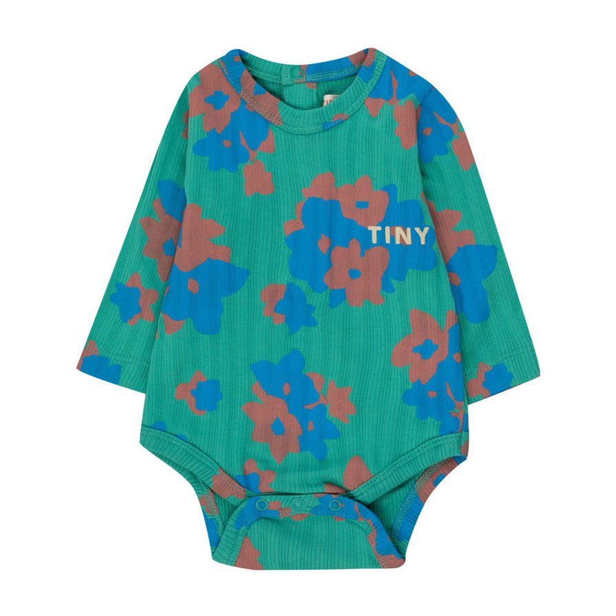 Tiny Cottons Deep Green Flowers Bodysuit