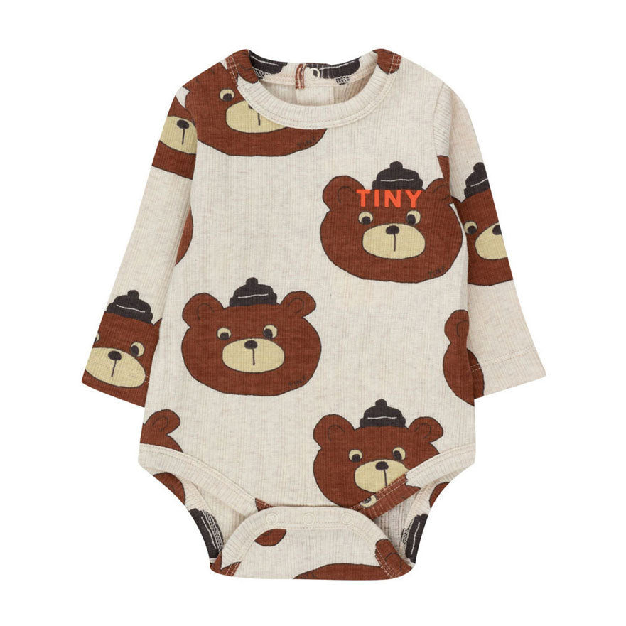Tiny Cottons Light Cream Heather Bear Bodysuit
