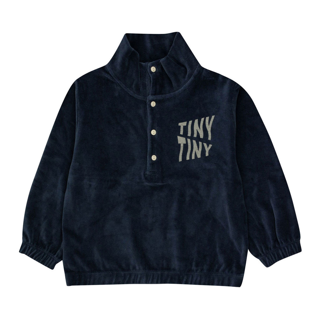 Tiny Cottons Navy Tiny Waves Mockneck Sweatshirt